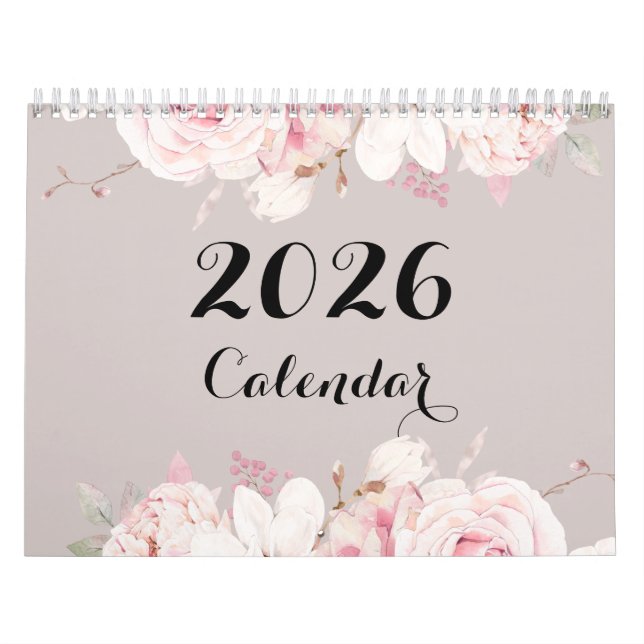 Eleganter Blumenwallkalender 2026 Kalender (Titelbild)