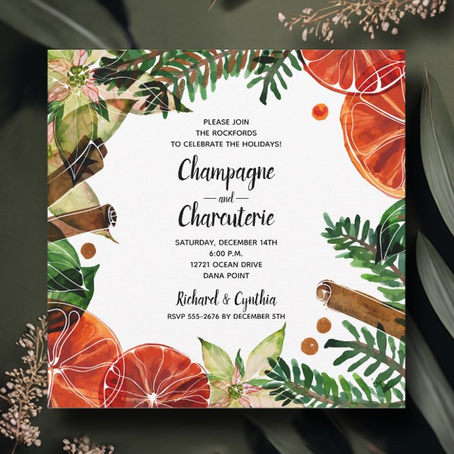 Eleganter Blumenweihnachtsurlaub Einladung (Von Creator hochgeladen)