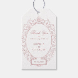 Eleganter Blumenzierrahmen mit Rosa Geschenkanhänger