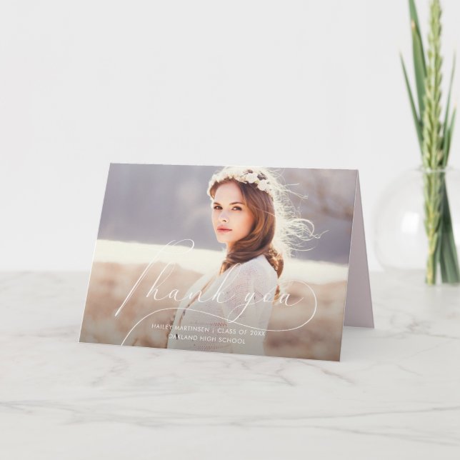 Eleganter Blush Abschluss Danke Foto (Vorderseite)