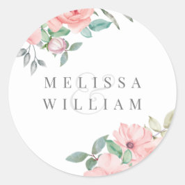 Eleganter Blush Floral Wedding Umschlag Aufkleber