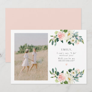 Eleganter Blush Foto Bridesmaid Vorschlag Einladung