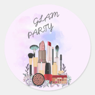 Eleganter Blush Girly Pink Makeup Artist Glamour Runder Aufkleber