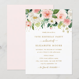 Eleganter Blush Gold 70. Geburtstag Einladung