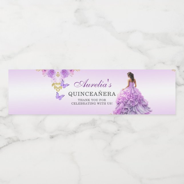 Eleganter Blush Lila Blütenpracht Quinceñera Gebur (Einzelnes Label)