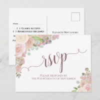 Eleganter Blush Pink Aquarell Blumenzwiebeln RSVP