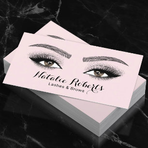 Eleganter Blush Pink Lashes & Brows Beauty Salon Visitenkarte