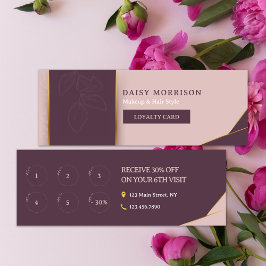 Eleganter Blush Pink Makeup Haar Künstler 6 Punch  Treuekarte