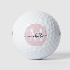 Eleganter Blush Pink Moderner Name für das Monogra Golfball
