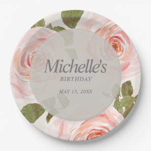 Eleganter Blush Pink Springtime Blumengeburt Pappteller