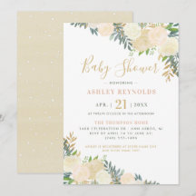 Eleganter Blush und goldene Blumengrün Kinderdusch