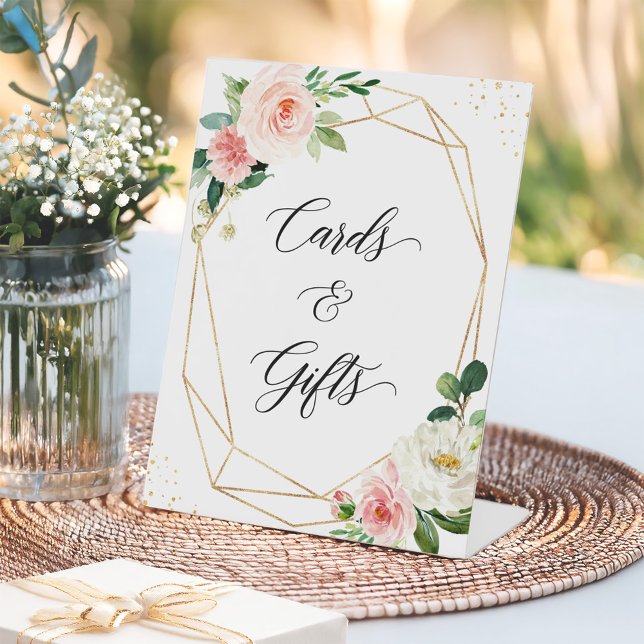 Eleganter Blushing Chic Floral Cards and Gifts Tab Sockelschild (Von Creator hochgeladen)