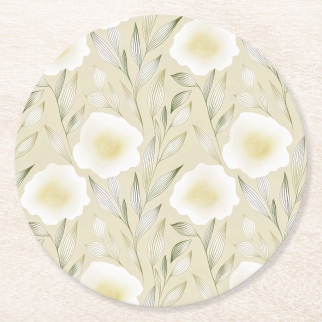 Eleganter Blütenpapier-Untersetzer Runder Pappuntersetzer (Vorderseite)
