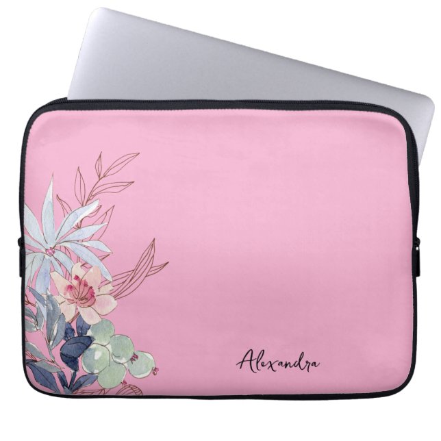 Eleganter Blütenrosa Abstrakt Laptopschutzhülle (Vorderseite)