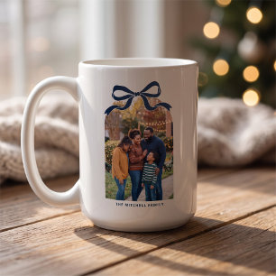 Eleganter Bogen Weihnachtsfamilienfoto - Navy Kaffeetasse
