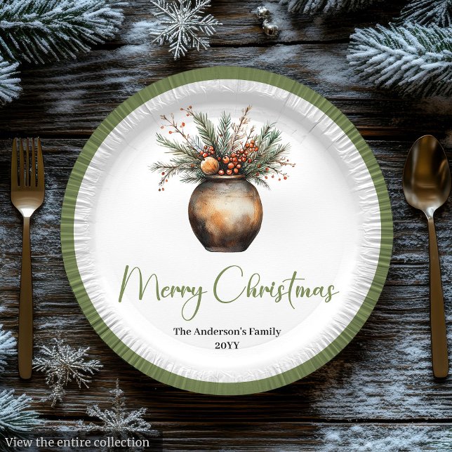 Eleganter Bohemian-Christnachtskranz in erdigen Tö Pappteller (Elegant Bohemian Christmas Wreath in Earthy Plate

)