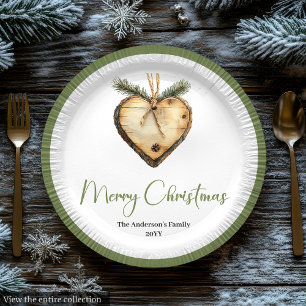 Eleganter Bohemian-Tannen-Kranz Festive Feiertagsp Pappteller