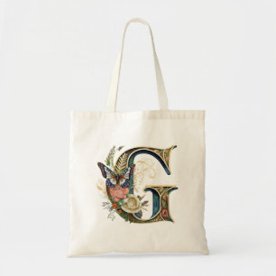 Eleganter bohemianischer floraler Buchstabe G Tragetasche