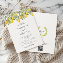 Eleganter Bohemischer Lemon Citrus Wedding QR-Code