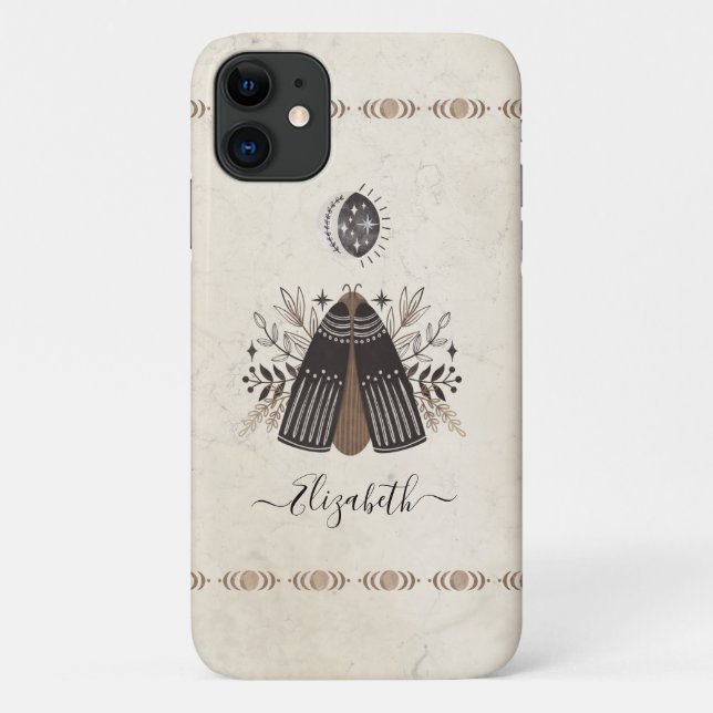 Eleganter Bohemischer Schmetterlingsmoth Case-Mate iPhone Hülle (Rückseite)
