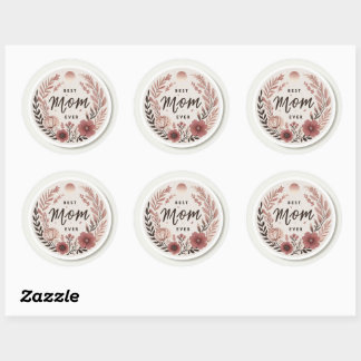 Eleganter Boho Beste Mama Ever Sticker - Rosa Flor