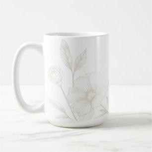 Eleganter Boho-Blumen-Linienkunst-Rahmenhintergrun Kaffeetasse