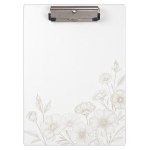 Eleganter Boho-Blumen-Linienkunst-Rahmenhintergrun Klemmbrett