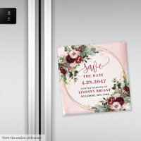 Eleganter Boho-Burgunder-Rosa-Gold-Blumenmagnet