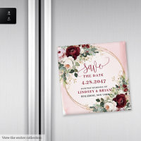 Eleganter Boho-Burgunder-Roségold-Blumenmagnet