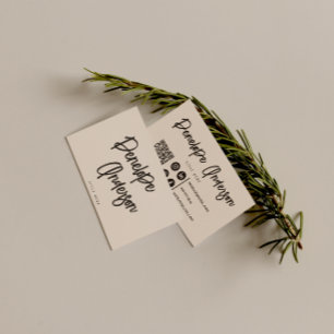 Eleganter Boho Cocoa Cream QR Code Modernes Einzig Visitenkarte