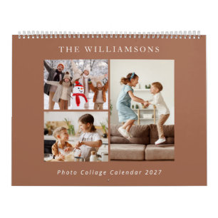 Eleganter Boho-Familienfoto-Kollagen-Kalender Kalender