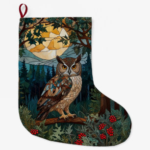 Eleganter Boho-Fleck-Glasuhwald Großer Weihnachtsstrumpf