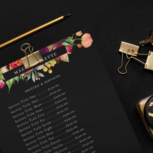 Eleganter Boho Floral Business Service/Pricing Fly Flyer (Von Creator hochgeladen)