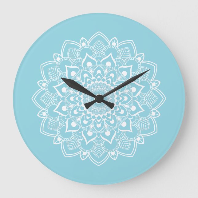 Eleganter Boho-Mandala  Große Wanduhr (Vorderseite)