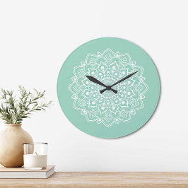Eleganter Boho-Mandala Große Wanduhr