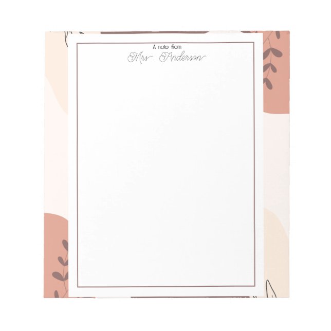 Eleganter Boho-Rahmen Lehrer  Notizblock (Vorderseite)