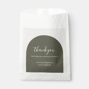 Eleganter Boho Salbei Grüner Bogen Danke Hochzeit Geschenktütchen