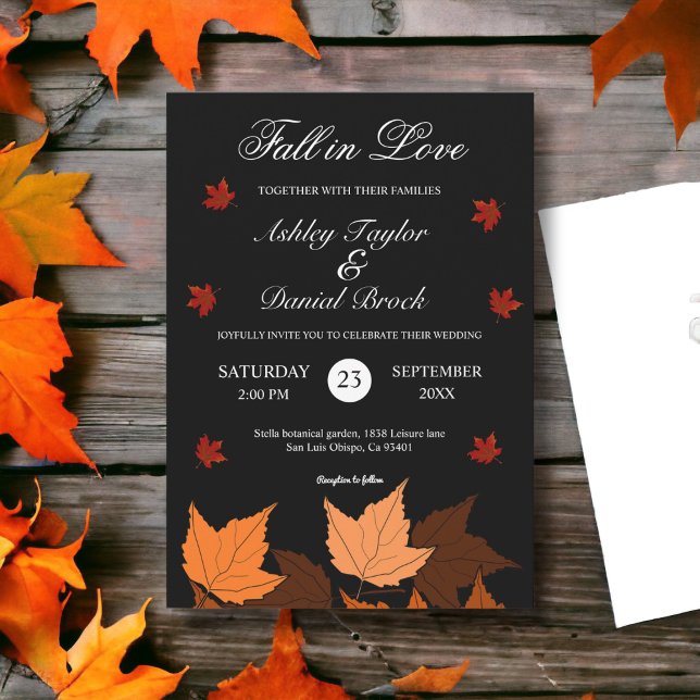 Eleganter Boho Schwarz-Weiß-Fall in der Liebe Hoch Einladung (Von Creator hochgeladen)