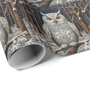 Eleganter Boho-Weißer-Uhu-Wald-Winterwald Geschenkpapier