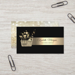 Eleganter Bokeh-Goldglitter-Reinigungswerkzeuge Sc Visitenkarte