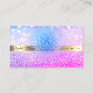 Eleganter Bokeh Goldstreifen Lotus Yogalehrer Visitenkarte