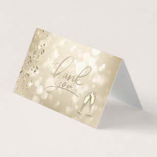 Eleganter Bokeh, Konfetti-Weingläser Hochzeit Visitenkarten
