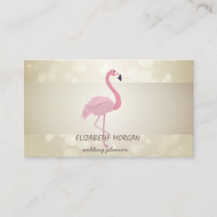 Eleganter Bokeh, Streifen, Rosa Flamingo Visitenkarte