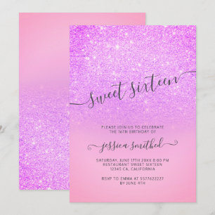 Eleganter Bonbon 16 Typografie des lila rosa Einladung