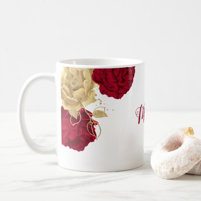 Eleganter Bordeaux Kaffeetasse (Mit Donut)