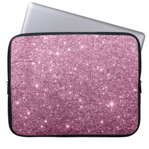 Eleganter bordeauxrosa abstrakter Girl-Glitzer Laptopschutzhülle