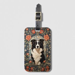 Eleganter Border Collie im William-Morris-Stil Gepäckanhänger