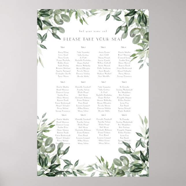 Eleganter Botanicals-Jäger mit Aquarellblättern gr Poster (Vorne)