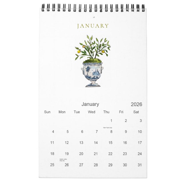 Eleganter Botanischer Aquarellkalender 2026 Kalender (Jan 2026)