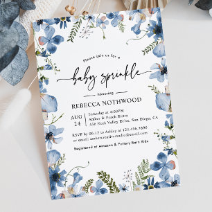 Eleganter Botanischer Blumenjunge Baby Sprinkle Einladung